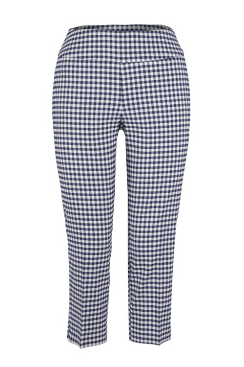 Up! Pants 66289 Cropped Trouser – Navy Gingham