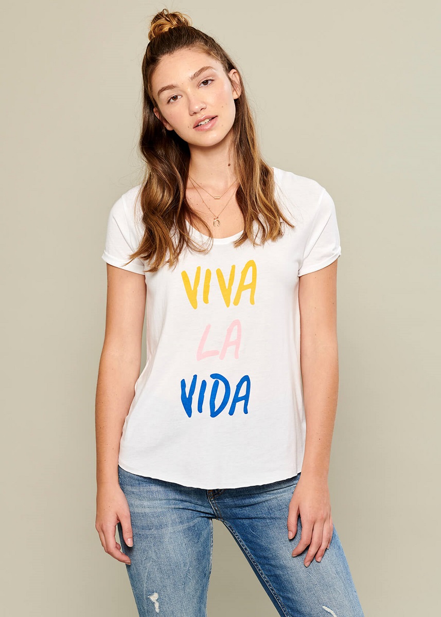 South Parade Valerie Viva La Vida T Shirt - White - Stick and Ribbon