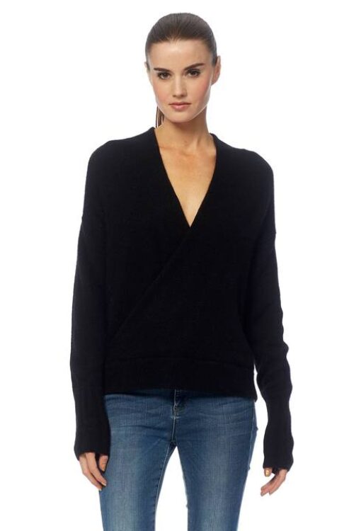 360 Cashmere Karlie Wrap Sweater – Black