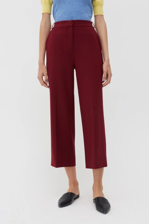 Chinti & Parker Wool Twill Cropped Trousers – Berry