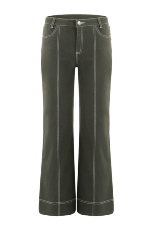 Coster Copenhagen Trousers with Contrast Stitching – Dark Green