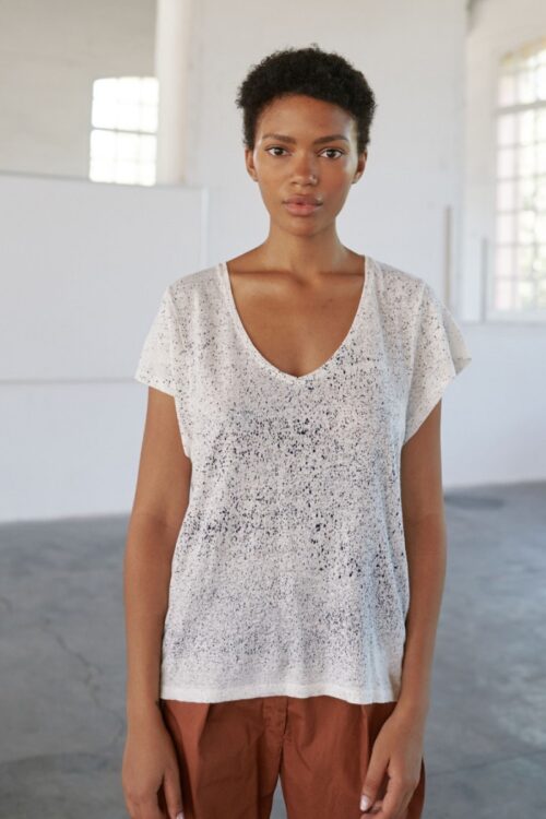 Sita Murt 105802 Linen T Shirt – Cream / Black