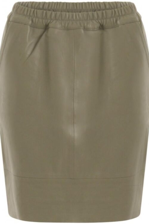 Coster Copenhagen Leather Skirt with Elasticated Waist – Moss Green