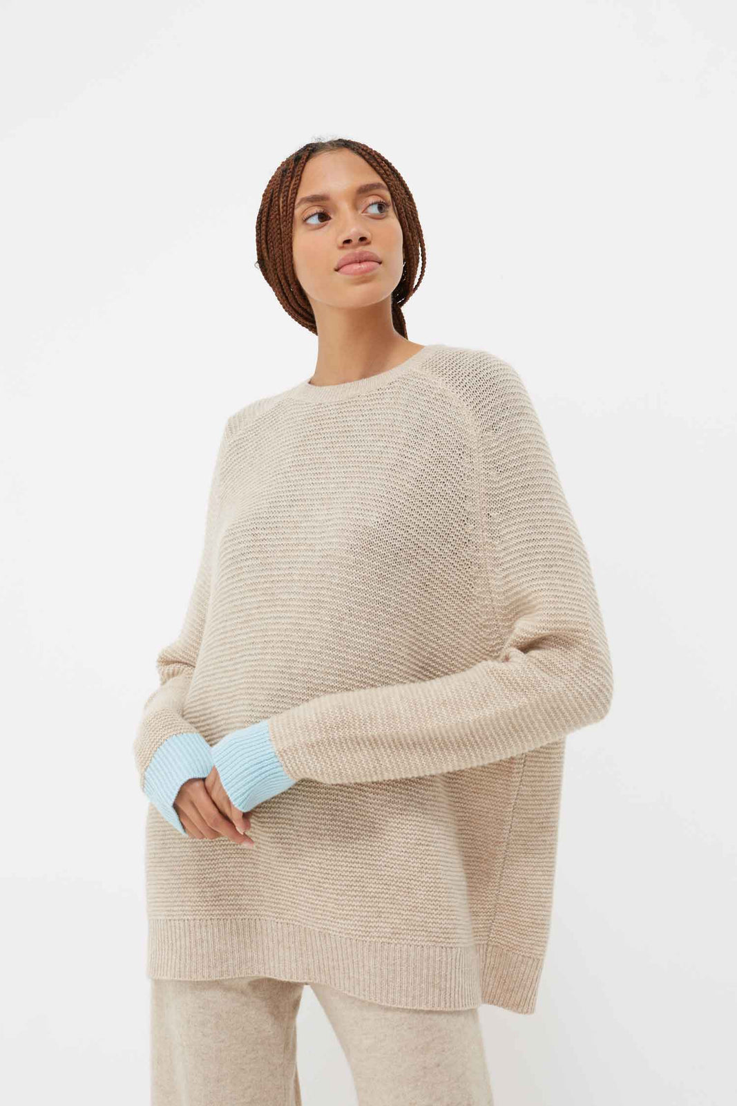Chinti & Parker Garter Stitch Wool-Cashmere Sweater - Oatmeal - Stick and  Ribbon