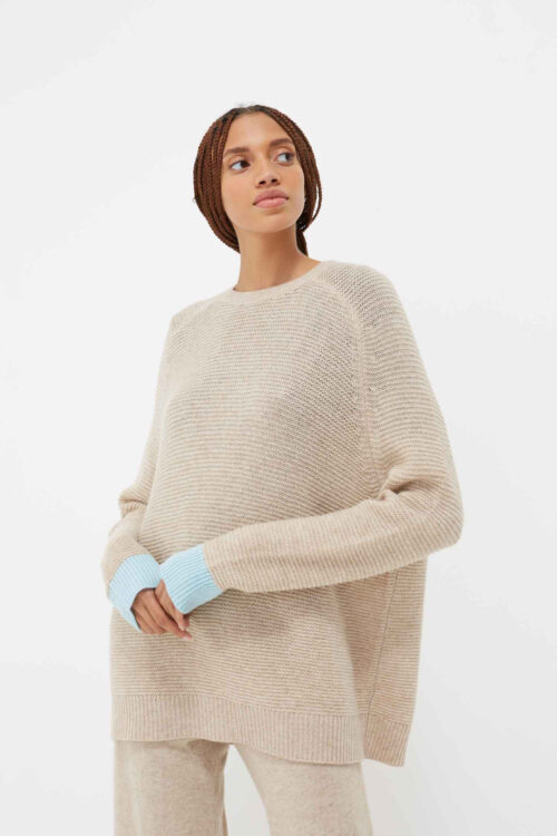 Chinti & Parker Garter Stitch Wool-Cashmere Sweater – Oatmeal