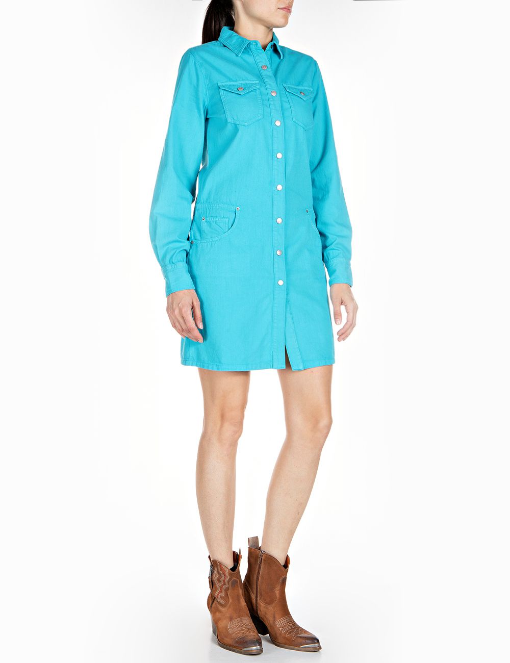 Replay Rose Label Denim Dress - Turquoise - Stick and Ribbon