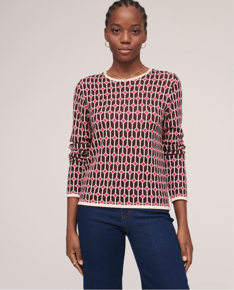 Surkana Jacquard Sweater - Pink - Stick and Ribbon