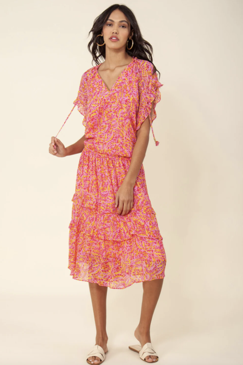 Hale Bob Honey Blouson Midi Dress – Pink