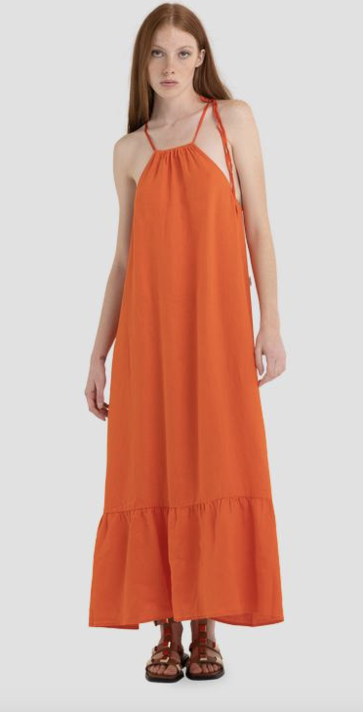Replay Essential Linen Dress - Mandarin - Stick and Ribbon