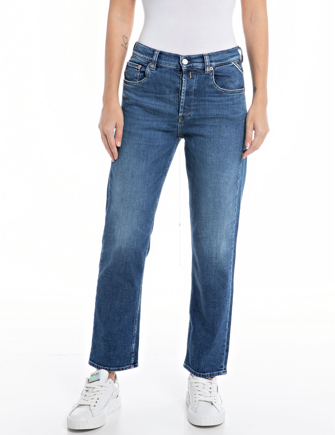Replay Maijke Straight Fit Jeans - Medium Blue