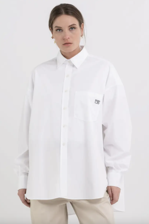Replay Relaxed Fit Poplin Shirt – White