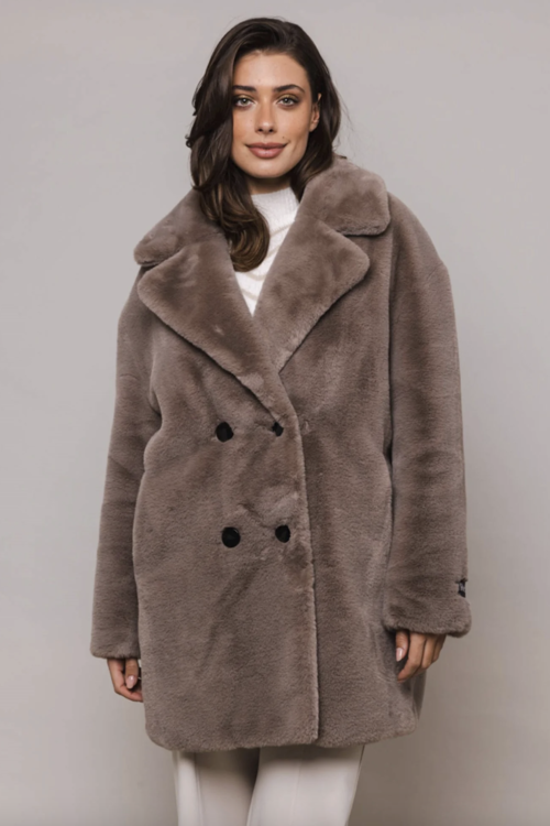 Rino & Pelle Jeanette Double Breasted Coat – Taupe