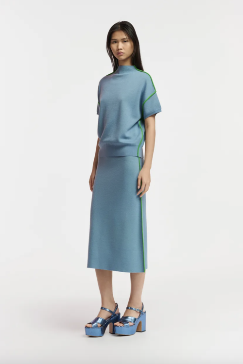 Essentiel Antwerp Folder Knitted Skirt – Bright Sky