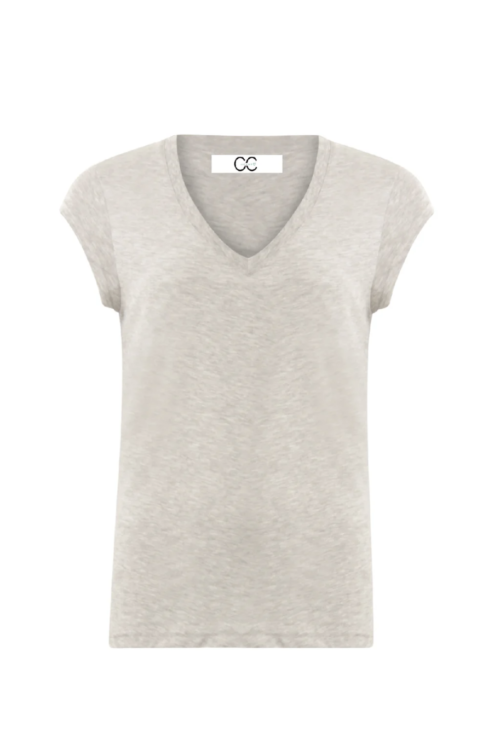 Coster Copenhagen CC Heart Basic V Neck T Shirt – Light Grey Melange