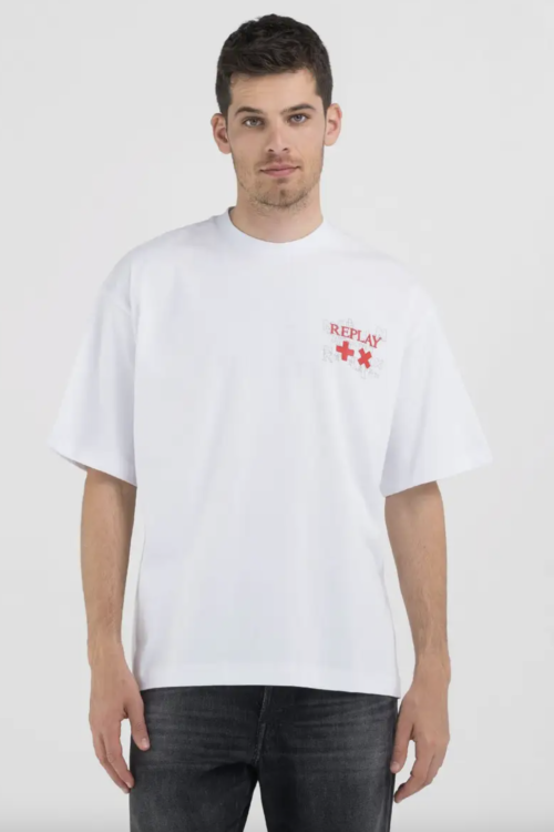 Replay X Martin Garrix Mens ‘REDFIRE’ Crew T-Shirt – Off White
